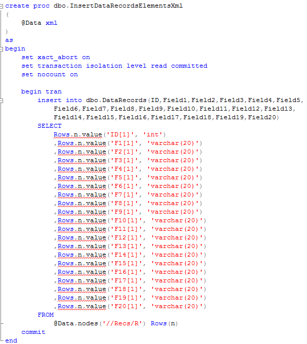 Element-centric insert